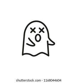 Shocked ghost line icon. Terrified, spooky, frightening. Halloween concept. Vector illustration can be used for topics like expression, boo, monster
