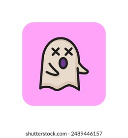 Shocked ghost line icon. Terrified, spooky, frightening. Halloween concept. Vector illustration can be used for topics like expression, boo, monster
