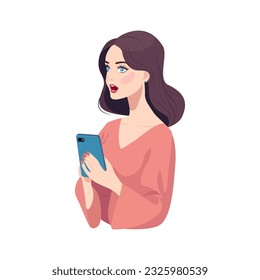 shocked girl holding the phone