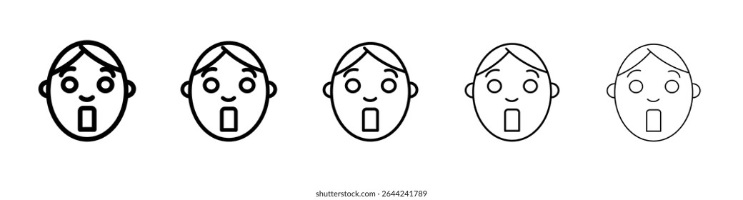 Ícone de menina chocada marca de logotipo de contorno fino definido