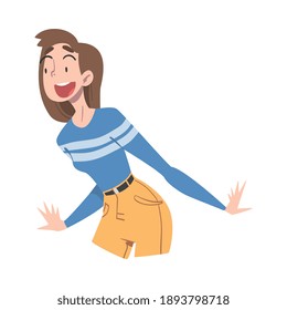 Shocked Girl With Open Mouth, Mood Of People Concept, Surprised And Amazed Person Cartoon Style Vector Illustration