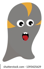 A shocked grey monster with yellow stripes vector color drawing or illustration