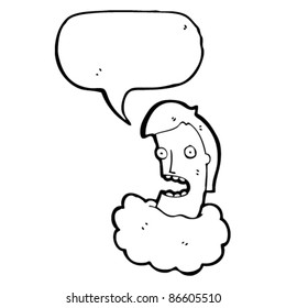 shocked head in clouds man cartoon