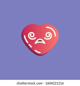 Shocked heart shape emoticon flat icon, vector sign, Dizzy heart Face emoji colorful pictogram. Symbol, logo illustration. Flat style design