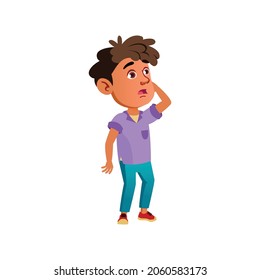 shocked hispanic boy lost in thought cartoon vector. shocked hispanic boy lost in thought character. isolated flat cartoon illustration