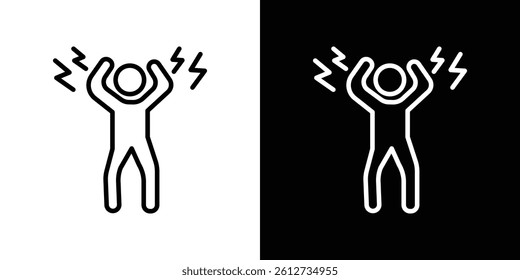 Shocked human icon set. Black illustration isolated for graphic and web design