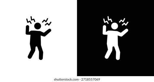 Ilustração de vetor de ícone humano chocado - ícones de vetor de estilo preto de alta qualidade