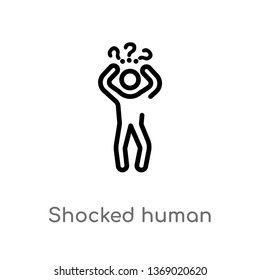 shocked human vector line icon. Simple element illustration. shocked human outline icon from feelings concept. Can be used for web and mobile