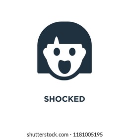 Shocked icon. Black filled vector illustration. Shocked symbol on white background. Can be used in web and mobile.