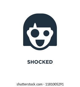 Shocked icon. Black filled vector illustration. Shocked symbol on white background. Can be used in web and mobile.