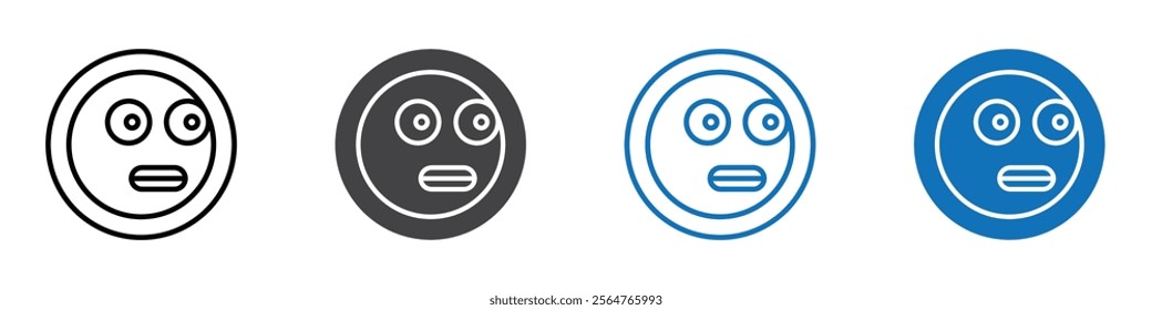 Shocked icon flat editable icon mark set.