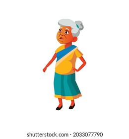 shocked indian woman senior looking at highest tree cartoon vector. shocked indian woman senior looking at highest tree character. isolated flat cartoon illustration