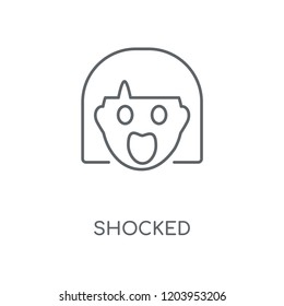 Shocked linear icon. Shocked concept stroke symbol design. Thin graphic elements vector illustration, outline pattern on a white background, eps 10.