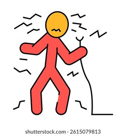 shocked man accident line icon vector. shocked man accident sign. isolated symbol illustration