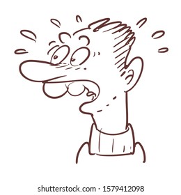 shocked man cartoon doodle vector illustration.