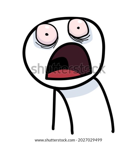 Shocked man in cartoon style in vector on the white background