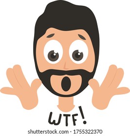 Shocked man emoji, illustration, vector on white background