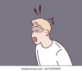 Shocked man. Hand drawn style vector design illustrations.