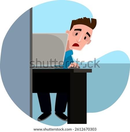 Shocked man overhearing gossip at work