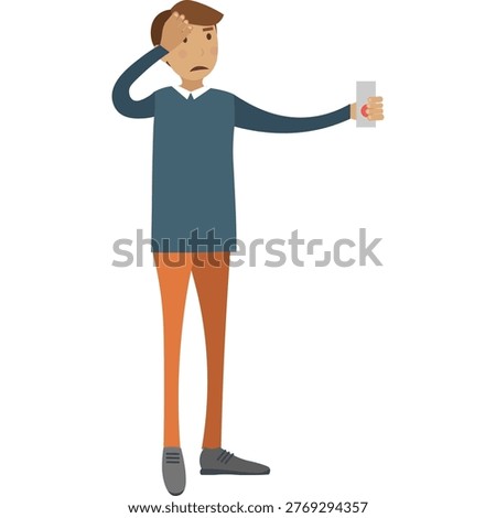 Shocked man vector icon isolated on white background