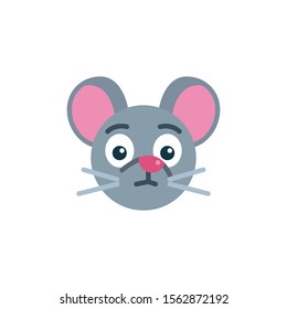 Shocked mouse face emoji flat icon, vector sign, Surprised rat emoticon colorful pictogram isolated on white. Symbol, logo illustration. Flat style design