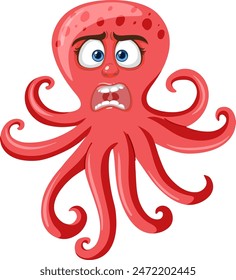 A shocked octopus with wide eyes and open mouth