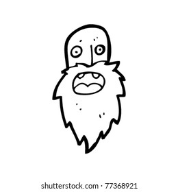 caricatura de la vieja cara con barba conmocionada
