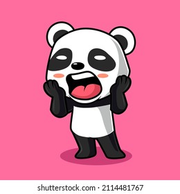 shocked panda isolated cute cartoon illustration