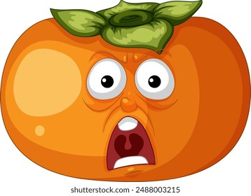 A shocked persimmon with expressive eyes
