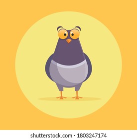 shocked pigeon on a yellow background cartoon