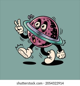 shocked planet cartoon vector design