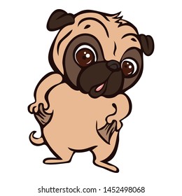 Shocked pug icon. Cartoon of shocked pug vector icon for web design isolated on white background