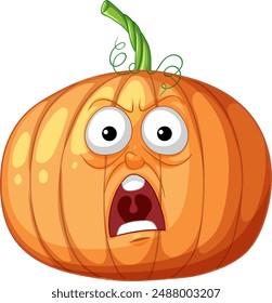 A shocked pumpkin with wide eyes and mouth