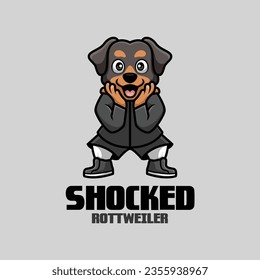 Shocked Rottweiler Cartoon Mascot Logo Design