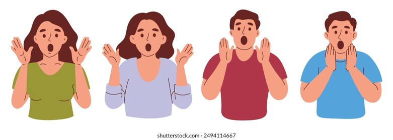 Shocked Scared Woman and Man Character