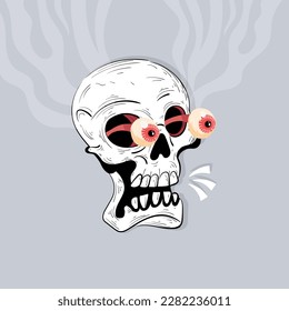 Shocked skull drawing illustration is up for premium use 