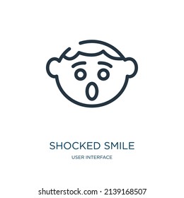 shocked smile thin line icon. happy, emoticon linear icons from user interface concept isolated outline sign. Vector illustration symbol element for web design and apps.