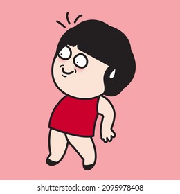 Shocked Stunned Girl Feeling Astonished Looking At Someone. Woman With Surprised Face Expression Wondering On Something Concept Card Character illustration