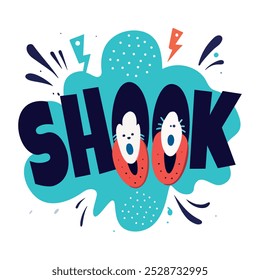 Shocked typography sticker in flat style