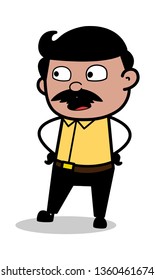 Shocked while Talking - Indian Cartoon Man Father Vector Illustration