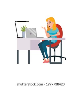 shocked woman catch virus on laptop cartoon vector. shocked woman catch virus on laptop character. isolated flat cartoon illustration