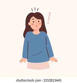 Shocked Woman illustration. Wow expression 