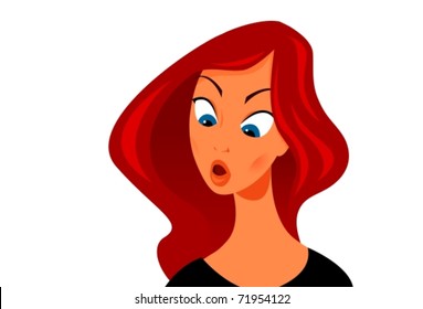 Shocked woman white background vector illustration