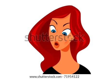 Shocked woman white background vector illustration