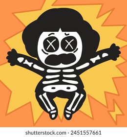 A Shocked Woman With X Ray Sparks Body Concept Card Character illustration