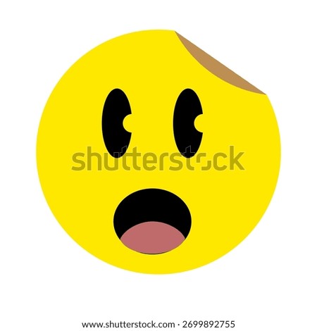 Shocked yellow round sticker with open mouth and wide eyes