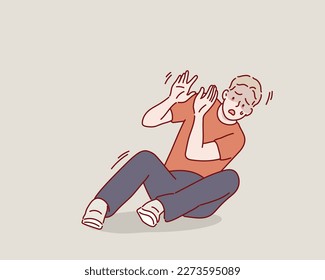 Shocked young man. Hand drawn style vector design illustrations.