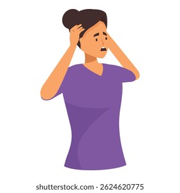 Shocked young woman holding her head with her hands in disbelief and frustration