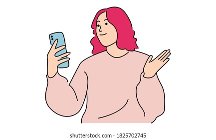 Shocked young woman looks into her smartphone