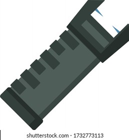 Schutz-Shocker Taser ist eine elektrische Waffe. Persönliche Sicherheit. Sicherheitspfeil. Arbeitsgerät. Flachbild-Illustration